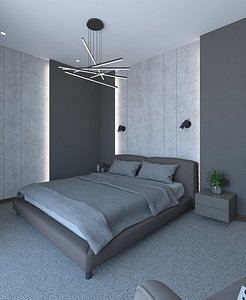 Wonderful bedroom with bath and dressing room 3D