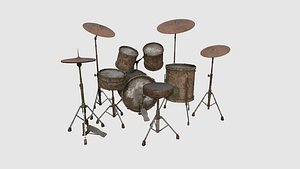Drum 09 Destroyed - Drumming Music Instrument Design 3D model