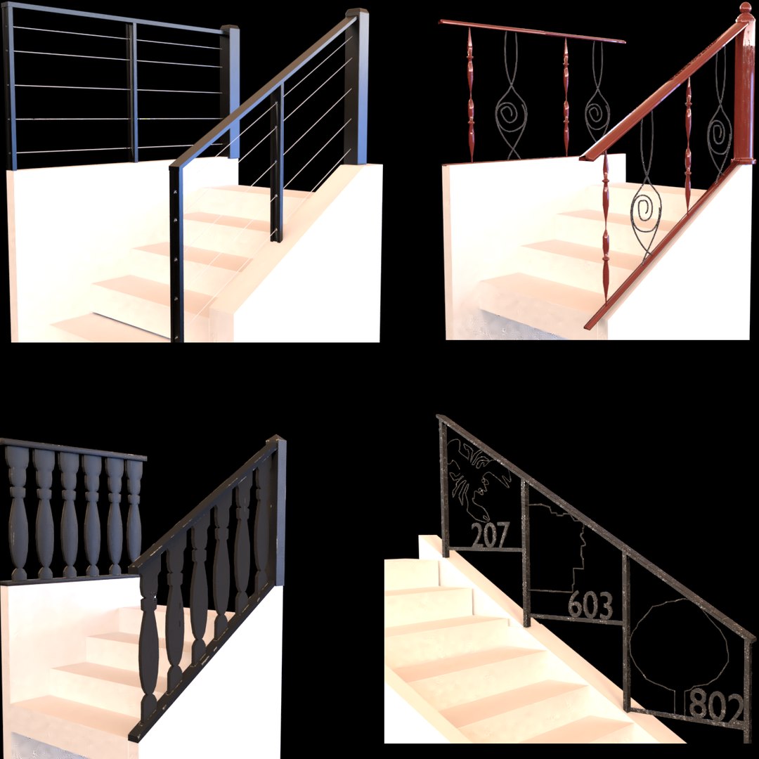 3D Railings Stair - TurboSquid 1216648