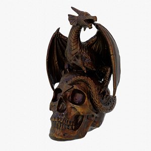 3D Dragon on skull low-poly 3D model
