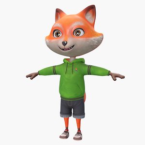 3D Cartoon Fox Character in Casual Outfit