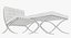 Knoll White Leather Barcelona Chair and Stool Ottoman Set(1)