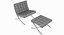 Knoll White Leather Barcelona Chair and Stool Ottoman Set(1)