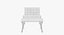 Knoll White Leather Barcelona Chair and Stool Ottoman Set(1)