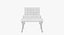 Knoll White Leather Barcelona Chair and Stool Ottoman Set(1)
