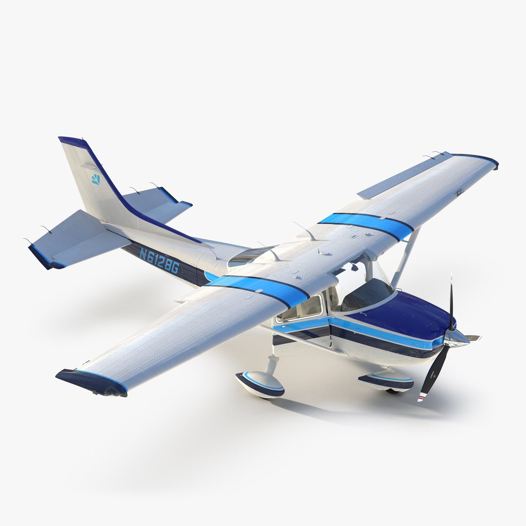 Cessna 182 Skylane Rigged 3D Model 3D model preview