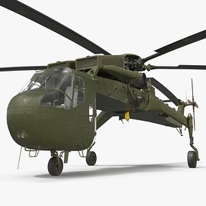 Military Cargo Lift Helicopter Green Simplified