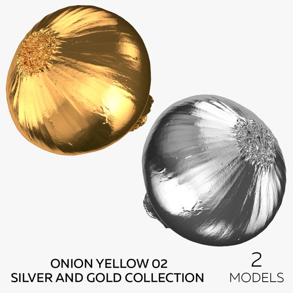 3D Onion Yellow 02 Silver and Gold Collection - 2 models