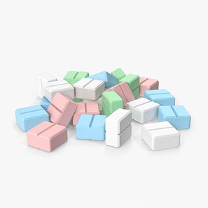 Pile Of Colored Square Pills 3D model