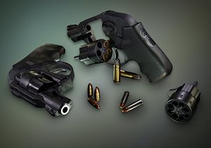 3D model pbr snubnosed revolver