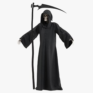 Death Character with Scythe Rigged for Cinema 4D 3D model
