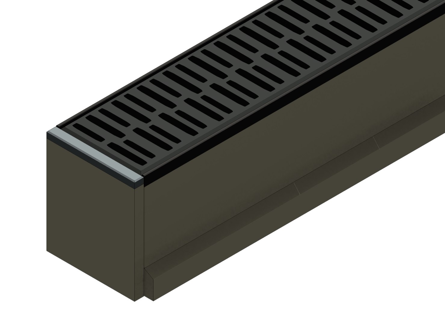 modèle 3D de Système de caniveau en béton V150 1000 mm avec grille ...
