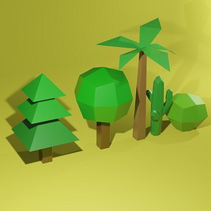 Very low poly trees models for mobile games