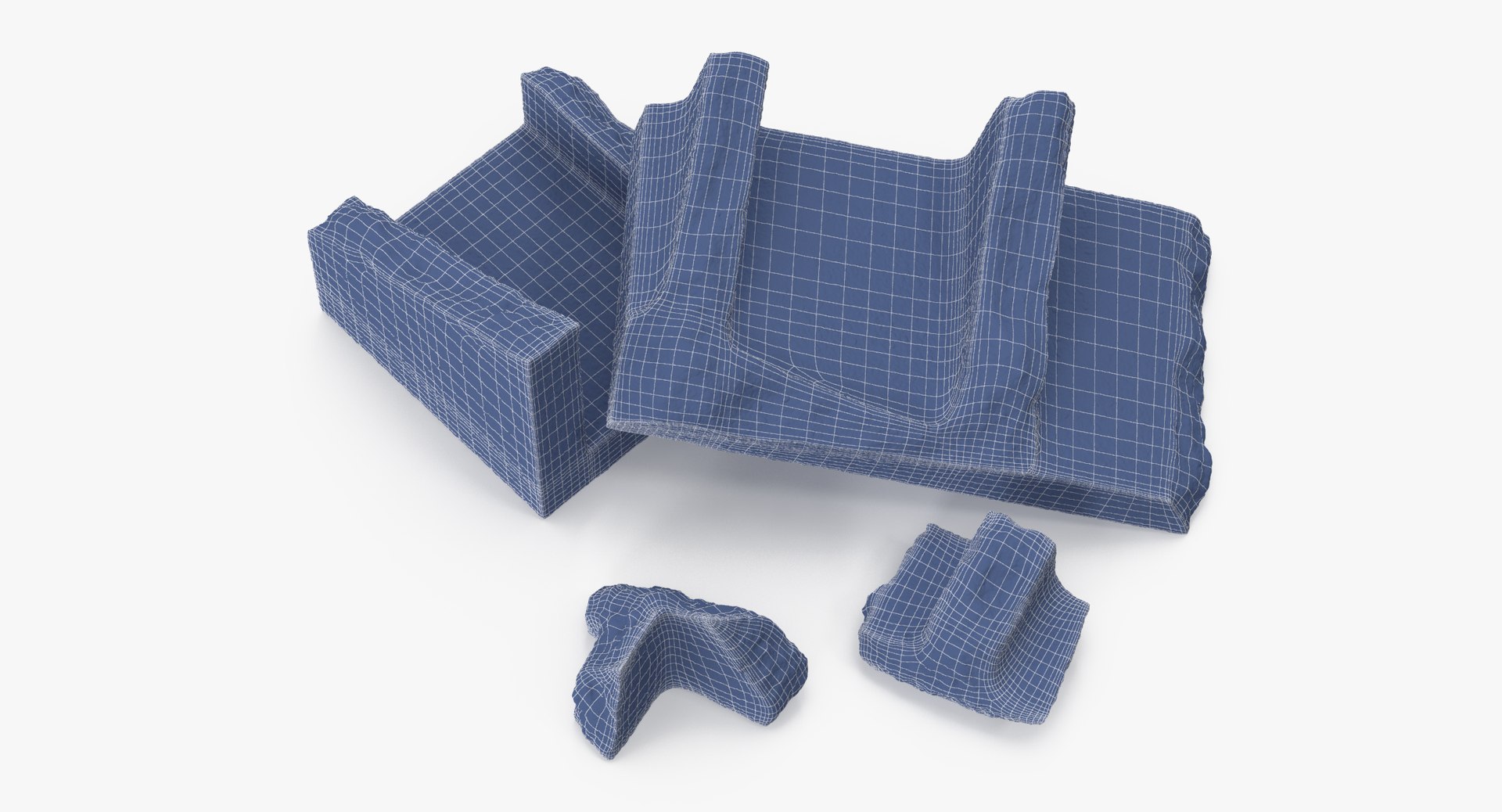 Cinder Blocks Broken 02 3d Model