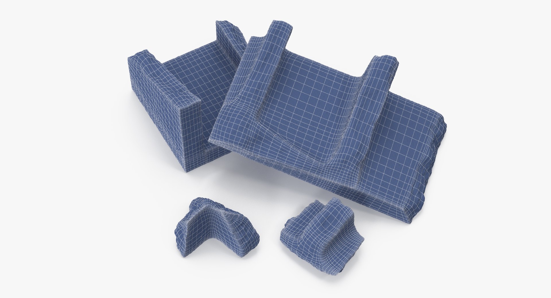 Cinder Blocks Broken 02 3d Model
