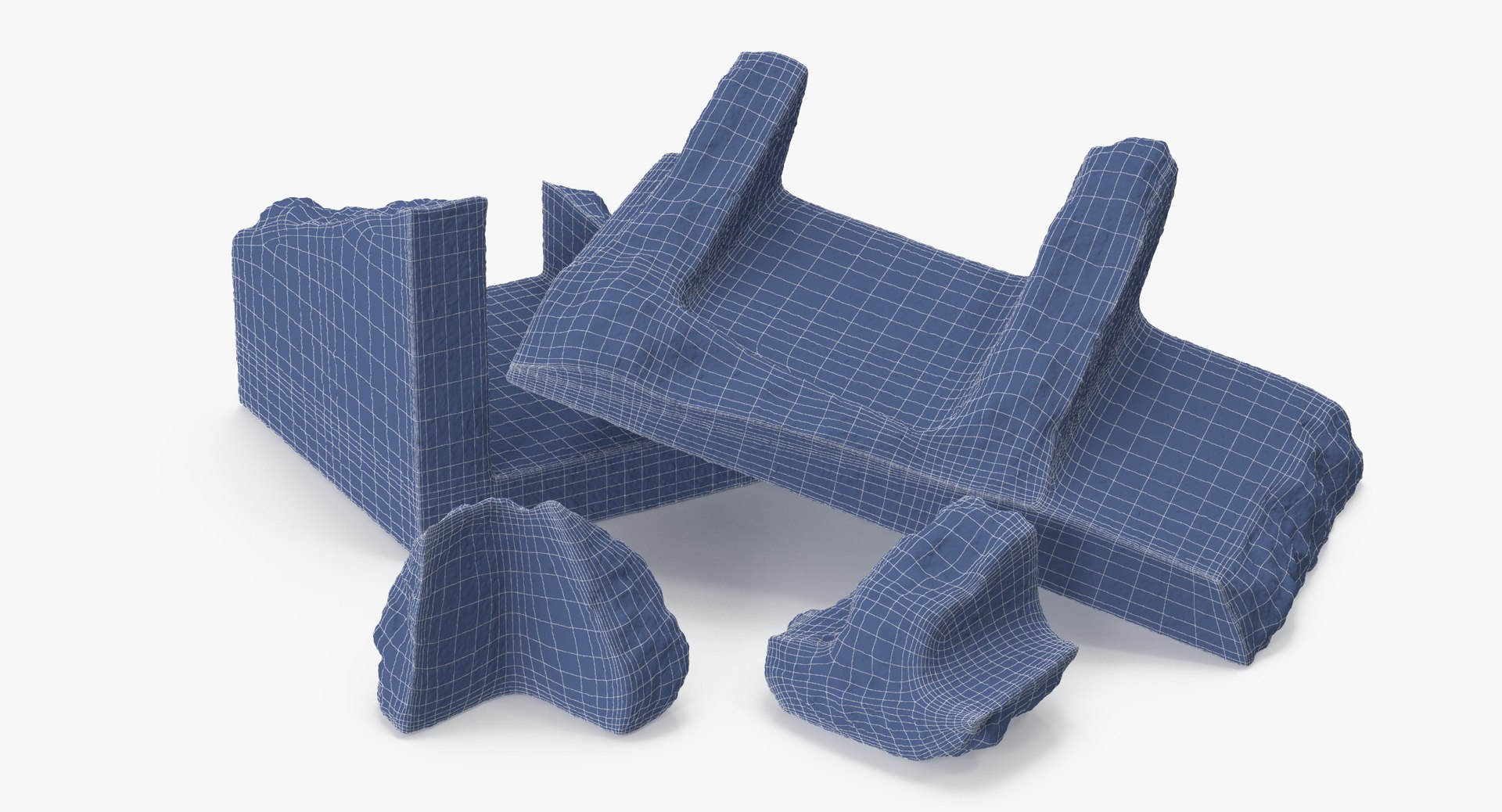 Cinder Blocks Broken 02 3d Model