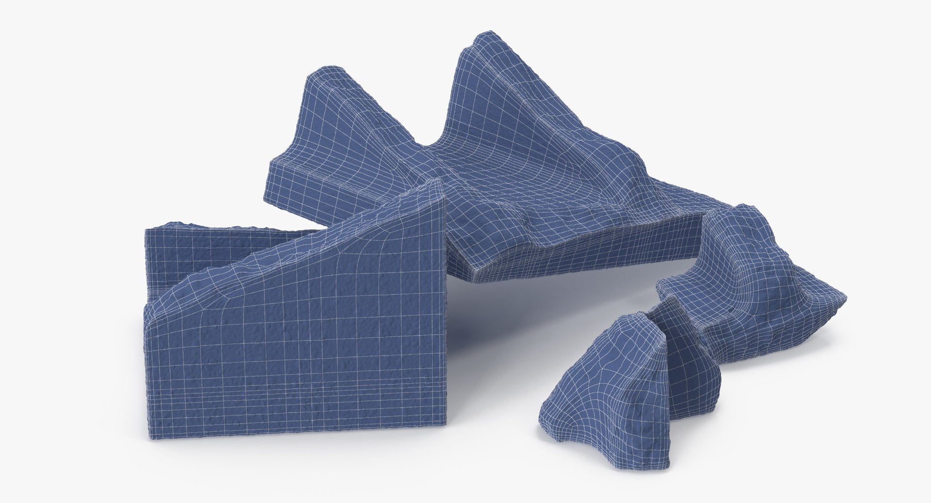 Cinder Blocks Broken 02 3d Model