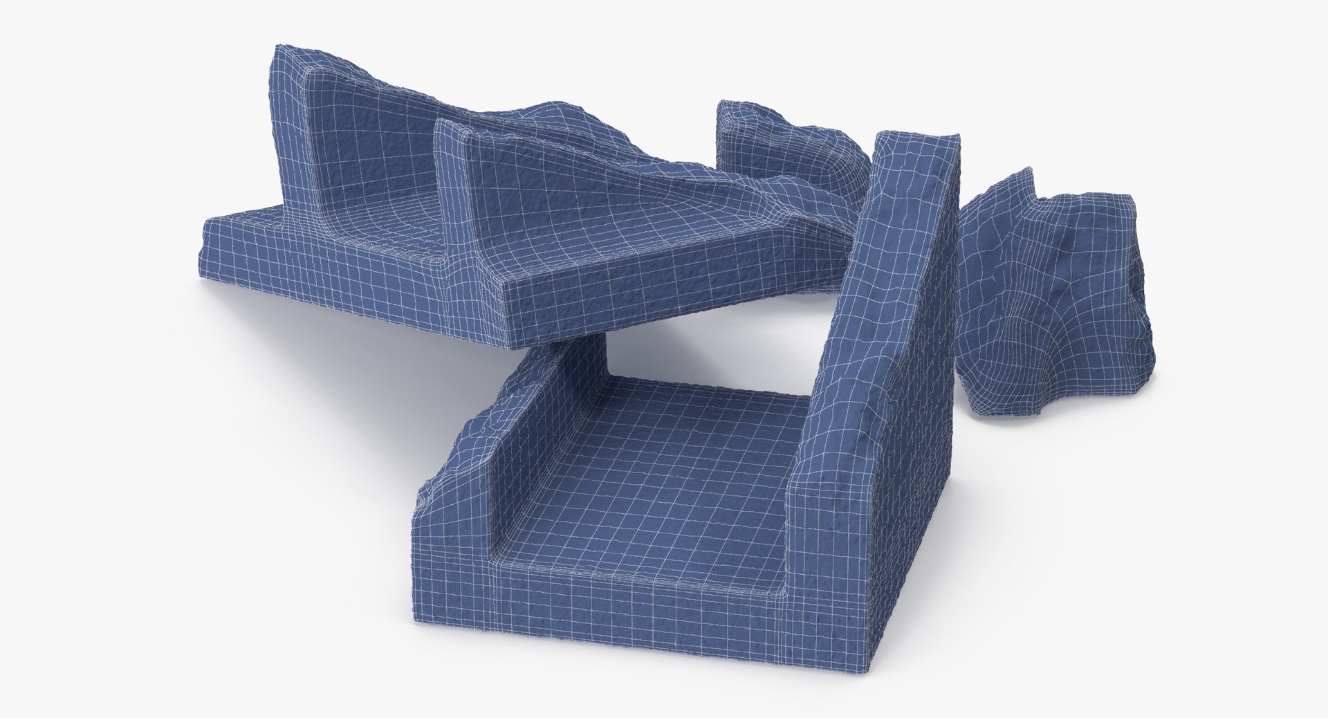 Cinder Blocks Broken 02 3d Model