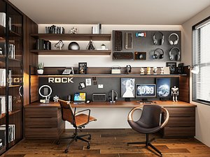 Modern Gaming Home Office Setup 3D Model