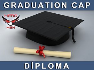 c4d render graduation cap diploma