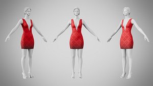 Dress 34 Alabama Crimson With Design 3D model