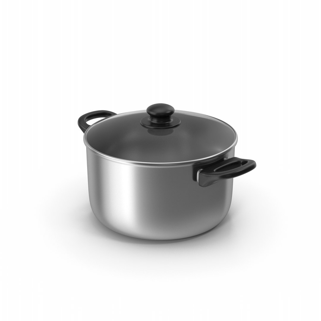 3D Silver Cooking Pot Model TurboSquid 1892677