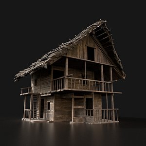 medieval wooden fantasy house 3D model