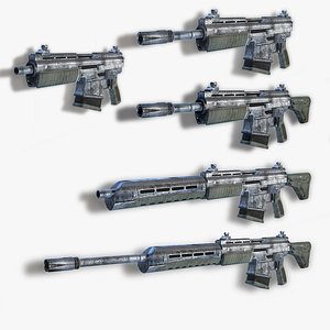 set sci-fi assault rifles 3d 3ds