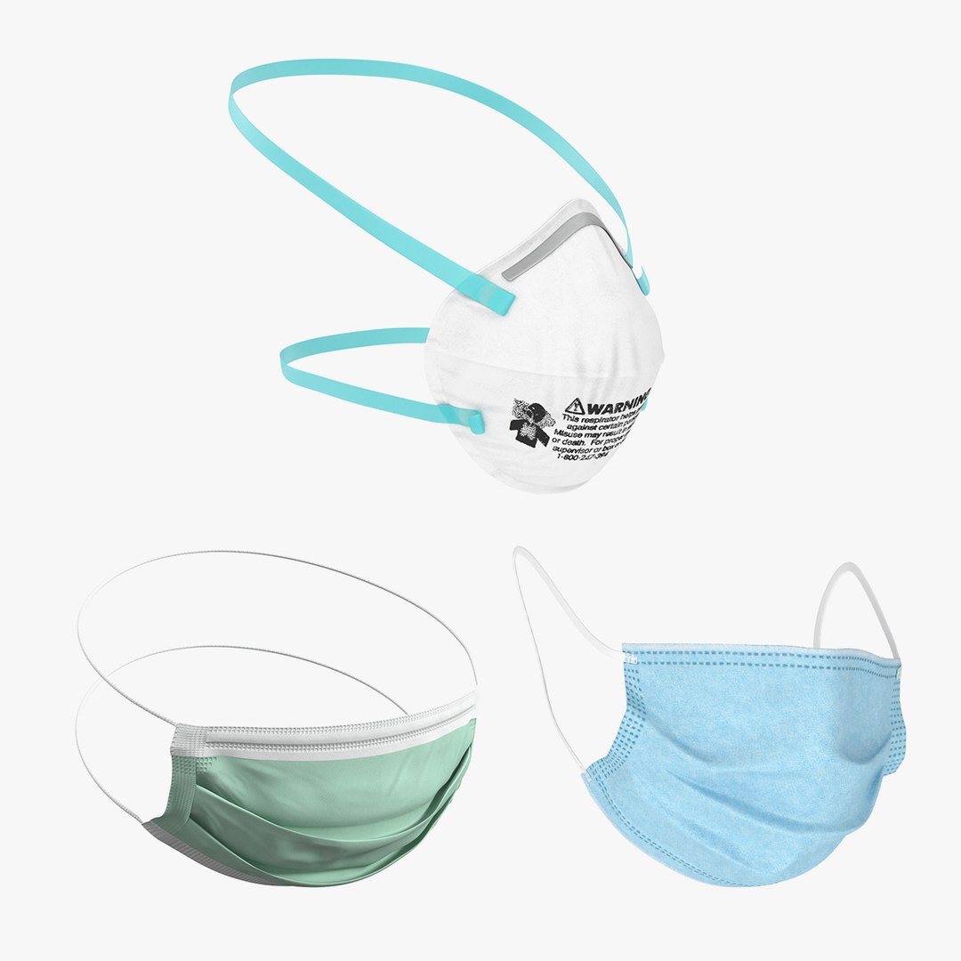 Protection Face Masks Collection 3D model preview