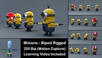 4 Minions 3D Models with Biped and Learning Video
