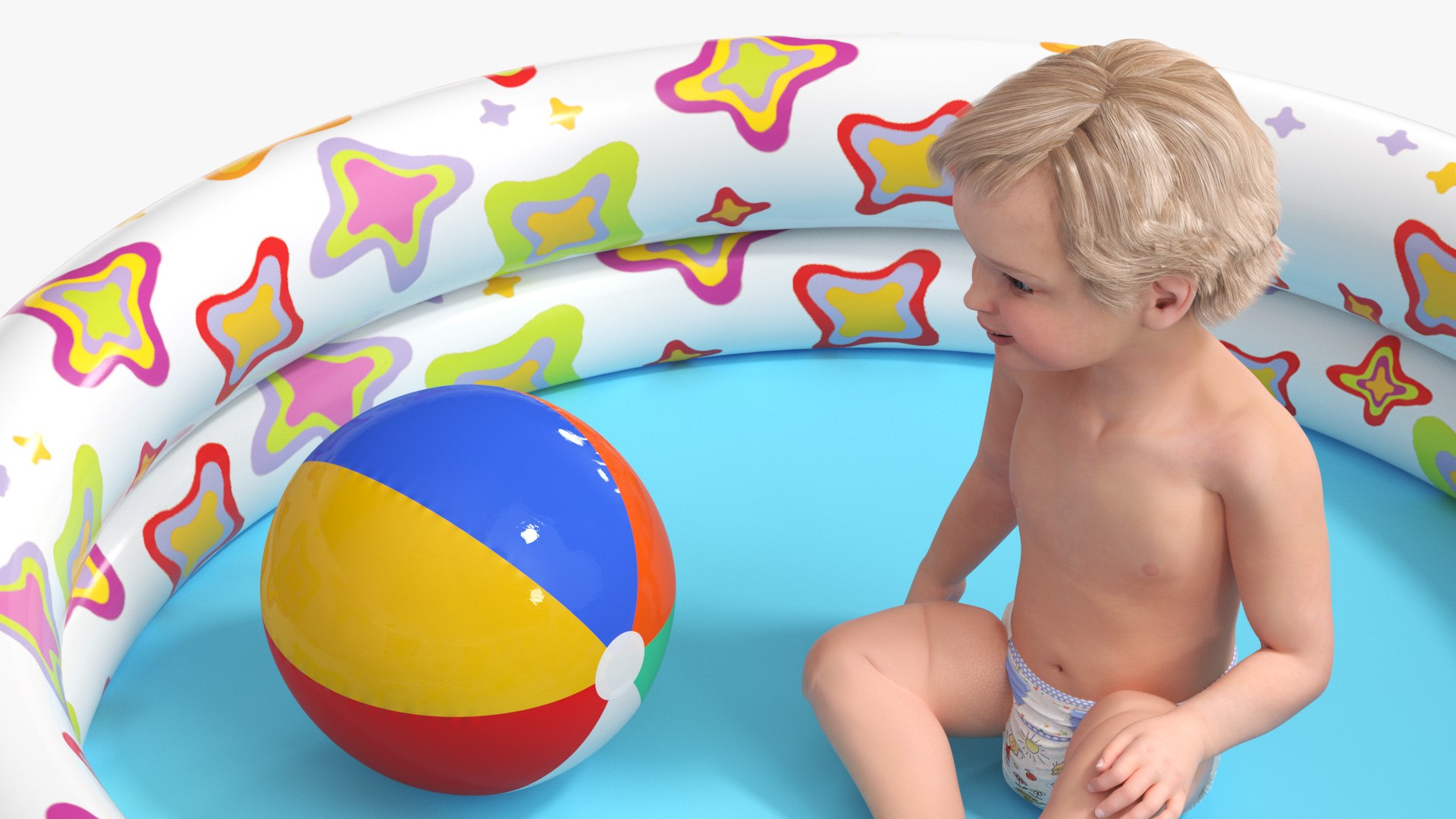 Baby Boy In An Inflatable Pool With Ball 3D Model - TurboSquid 2271641