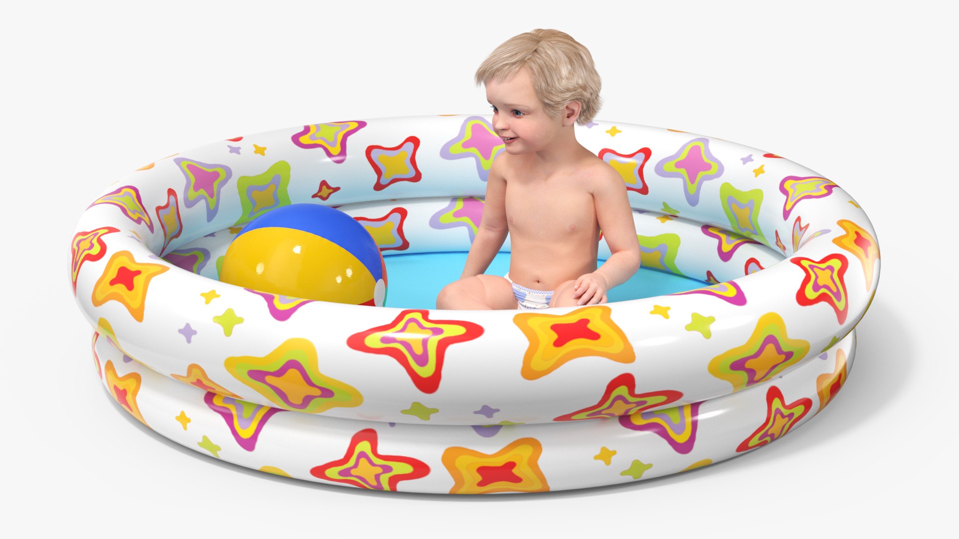Baby Boy In An Inflatable Pool With Ball 3D Model - TurboSquid 2271641