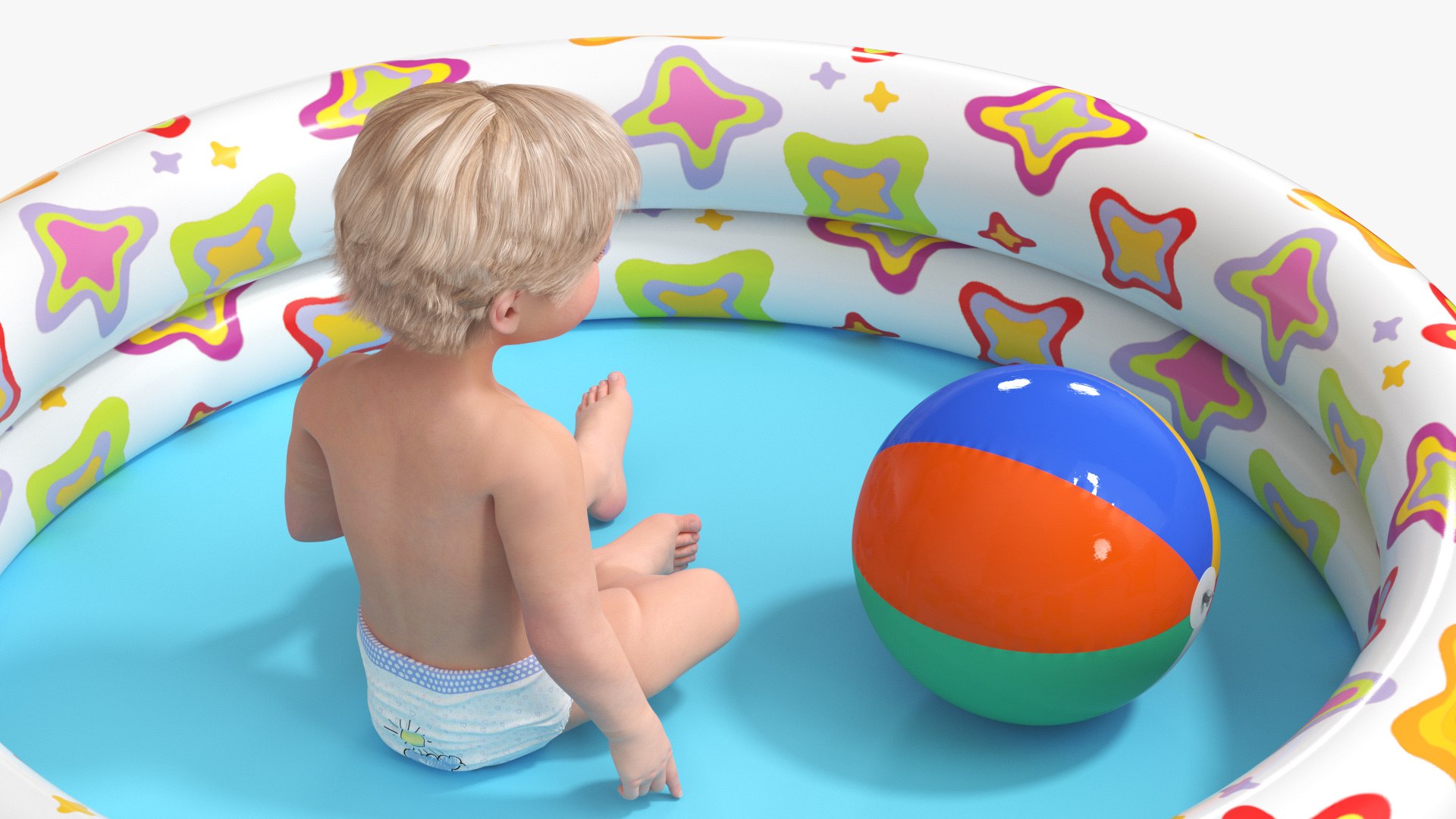 Baby Boy In An Inflatable Pool With Ball 3D Model - TurboSquid 2271641