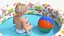 Baby Boy in an Inflatable Pool with Ball 3D model