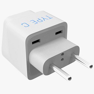 Type C Universal Plug Adapter White 3D