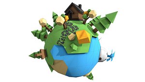3D Lowpoly cartoon planet
