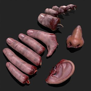 Severed Fingers Toes Ear and Nose 3D model
