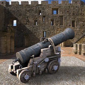 british naval cannon 3d obj