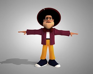 3d model of cartoon man rigged character