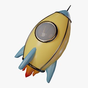 3D Low Poly Cartoon Rocket