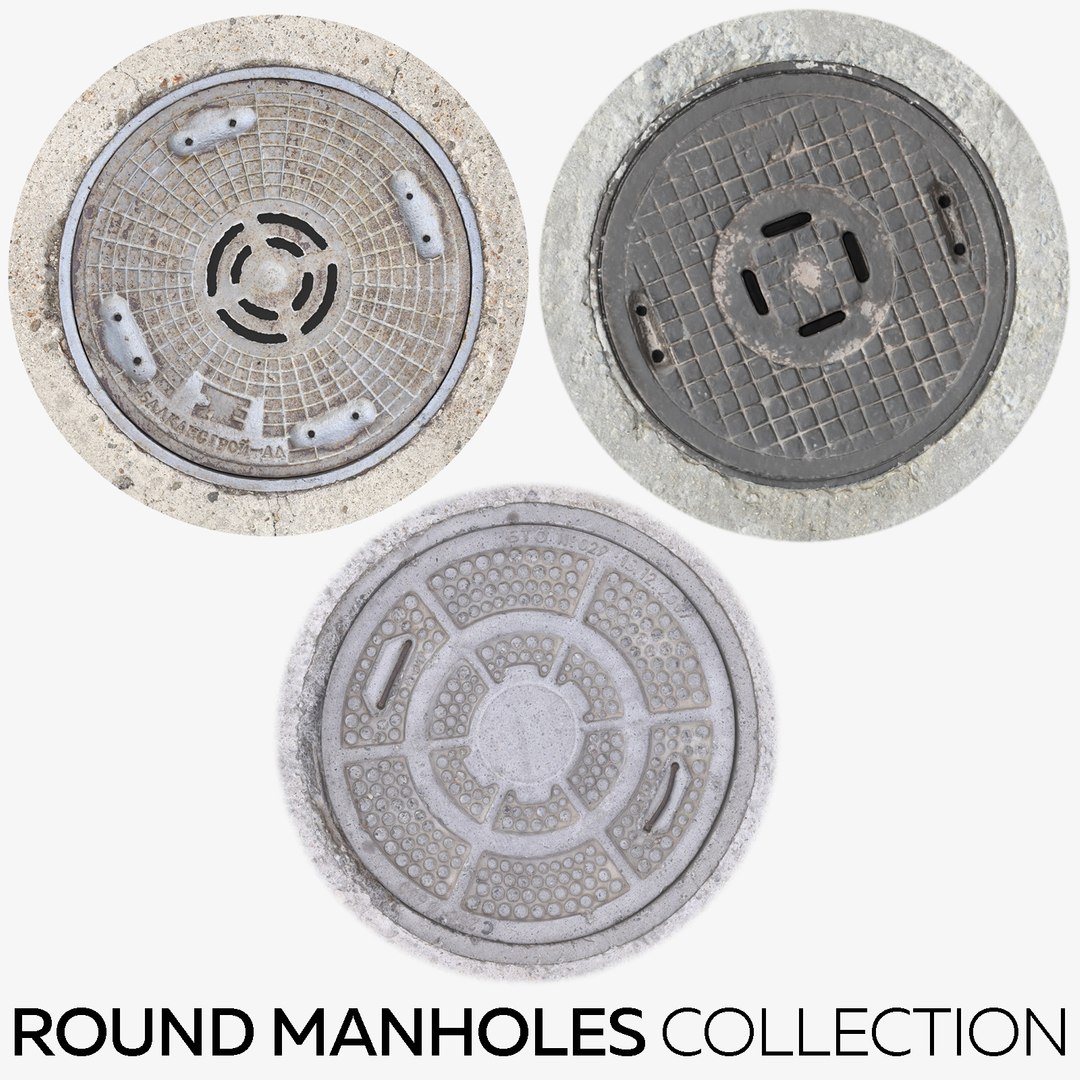 3D manhole hole https://p.turbosquid.com/ts-thumb/GH/4qVi5n/WGn9UZEY/round_manholes_collection_thumbnail/jpg/1591288905/1920x1080/fit_q87/7aed44a8174e15d434e80496eedbdeb55af169d0/round_manholes_collection_thumbnail.jpg