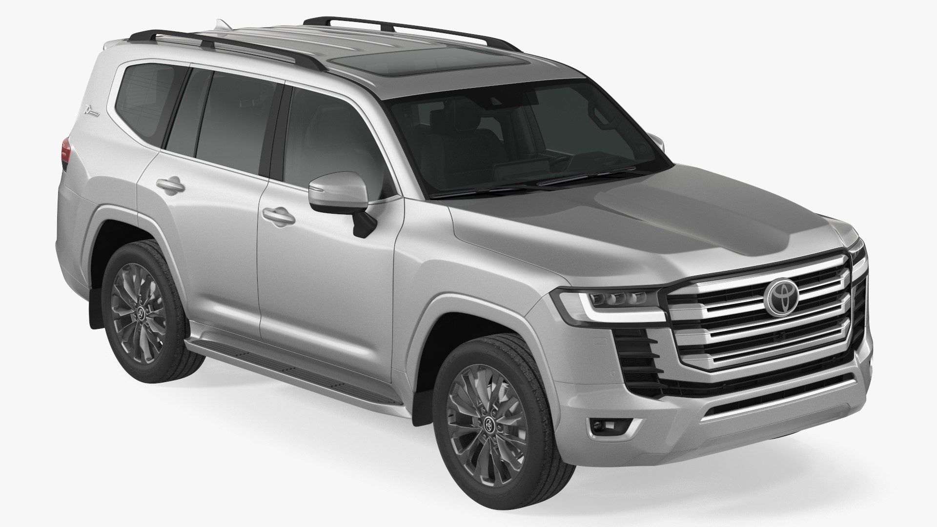 Toyota Land Cruiser Silver Light On Rigged 3D model preview