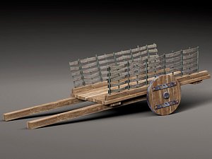 old wooden cart 3D model
