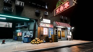 3D Cyberpunk Shop And Build model