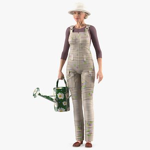 old lady gardening outfit 3D model