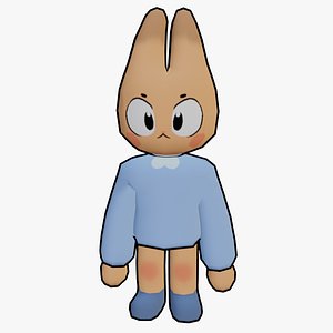 TEXTURED AND ANIMATED CUTE RABBIT 3D model