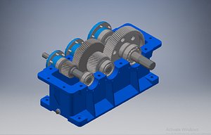 3D Two stage reduction gear box