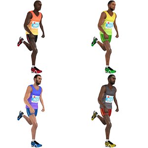 3D pack rigged marathon runner model