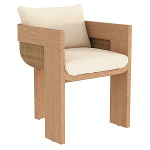 3D Restoration Hardware  Sedona Cane Teak Dining Armchair model