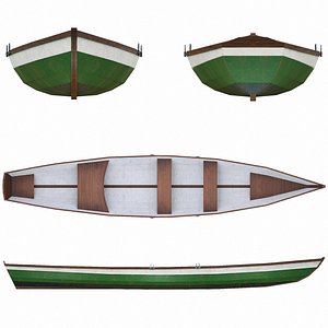 Painted Wooden Boat v9 3D model